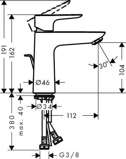 Смеситель для раковины Hansgrohe Talis E 71710340 с донным клапаном