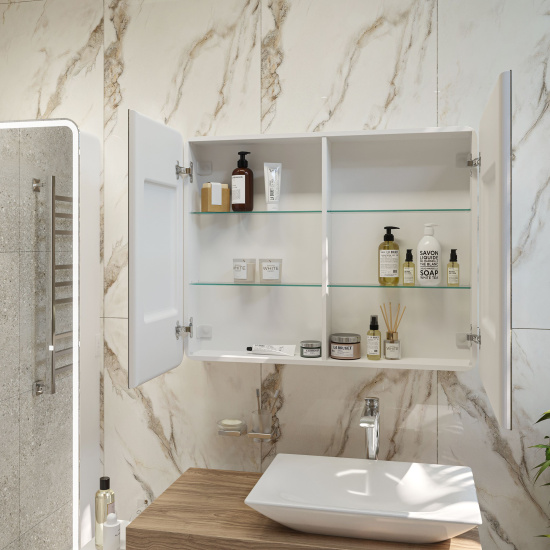 Зеркало-шкаф Stworki Ольборг МВК080 100, с подсветкой, с розеткой