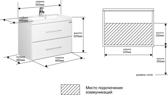 Мебель для ванной СанТа Омега 50 подвесная