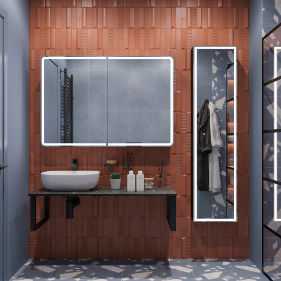Столешница с раковиной Diwo Элиста 120 чёрный мрамор, с раковиной Moduo 50 Square