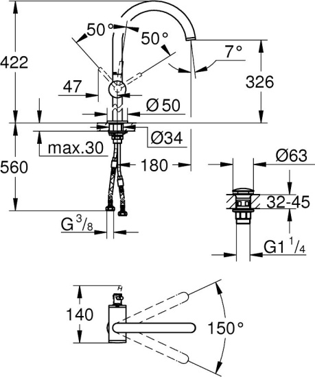 Смеситель для раковины Grohe Atrio New 32647GL3 холодный рассвет