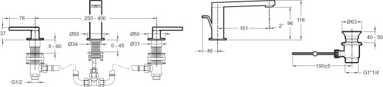 Смеситель для раковины Jacob Delafon Composed E73060-4-CP
