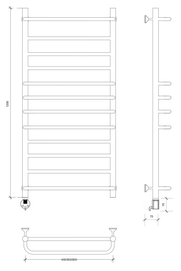 Полотенцесушитель электрический Secado Верона 1 120/60 L, хром