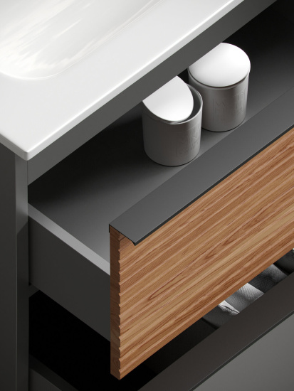 Тумба с раковиной Sancos Delta 100 дуб красный/графит, DL100GR