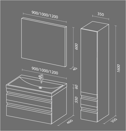 Тумба с раковиной Sanvit Летиция 100 белая