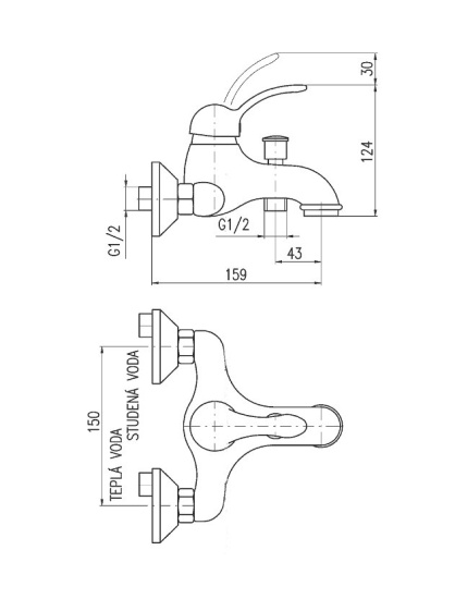 Смеситель для ванны Rav Slezak Labe L054.5SM