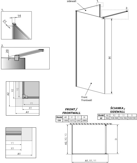 Душевая перегородка Radaway Modo New IV 130x95