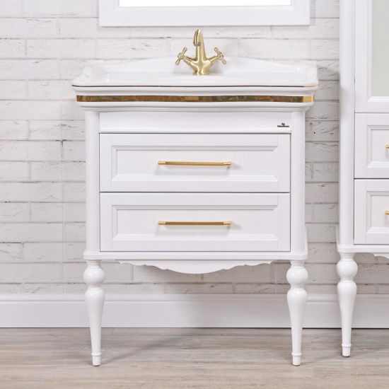 Мебель для ванной ValenHouse Эстетика 80 декор белая, подвесная, ручки золото
