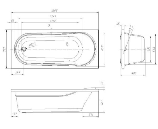 Акриловая ванна Alvaro Banos Granada 170x75