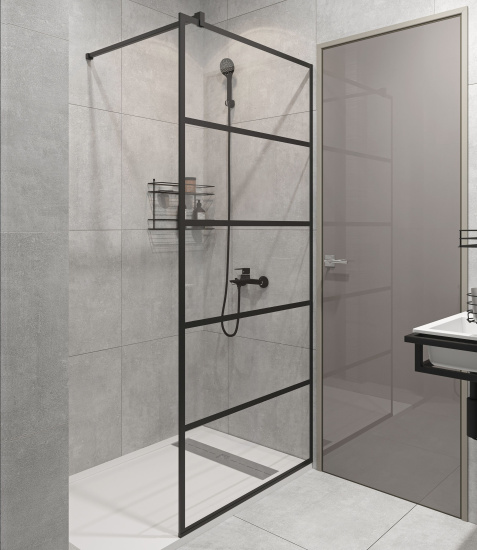 Душевая перегородка Stworki Кронборг LOFT-GW-115х220 115 см, профиль черный матовый