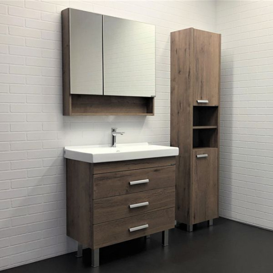 Зеркало-шкаф Comforty Никосия 80 дуб тёмный