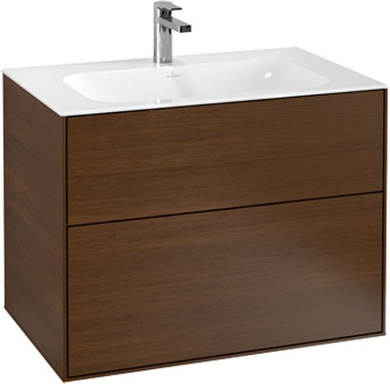 Мебель для ванной Villeroy & Boch Finion 80 walnut veneer, с настенным освещением