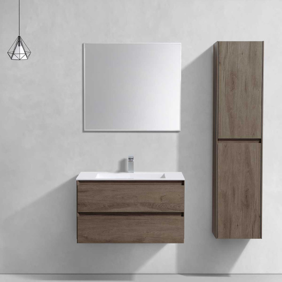 Тумба с раковиной Vincea Luka 80 2 ящика, темный дуб