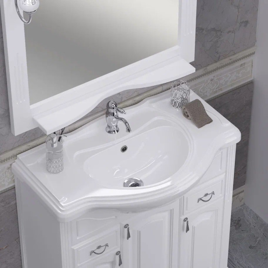 Зеркало Opadiris Риспекто 80 белое, с полкой