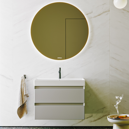 Тумба с раковиной Aqwella 5 stars Geometria 80 подвесная, 2 ящика, серый туман