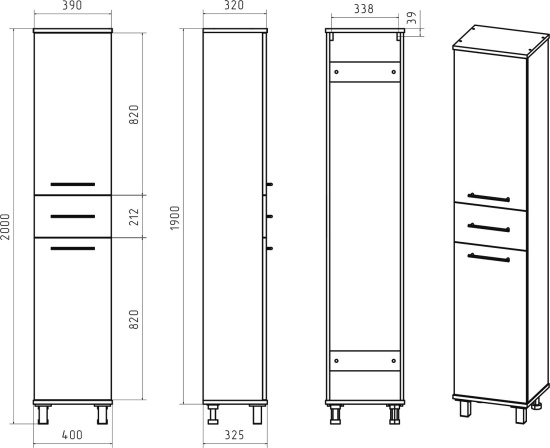 Шкаф-пенал Misty Терра R серый