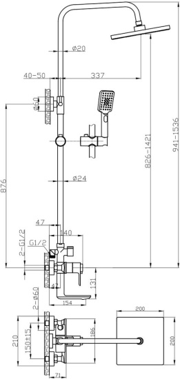 Душевая стойка Rossinka RS50-46