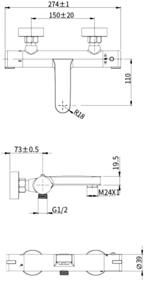 Смеситель для ванны Olive'S Termo 34200TM термостат