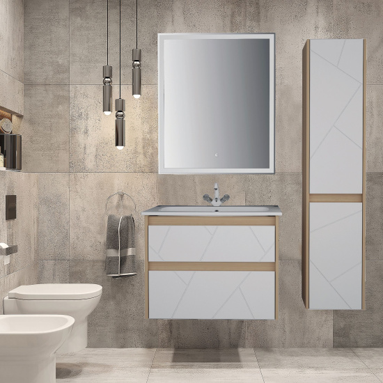 Тумба с раковиной ASB-Mebel Диана 60 белый, дуб янтарный