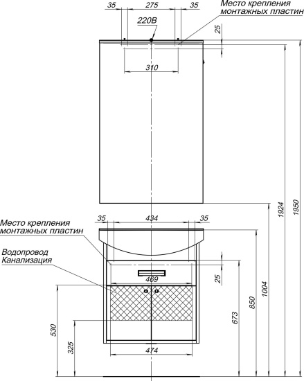 Тумба с раковиной Aquanet Грейс 60 1 ящик, 2 фасада, дуб сонома