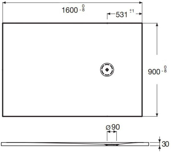 Поддон для душа Jacob Delafon Singulier 160х90 серый сланец с сифоном