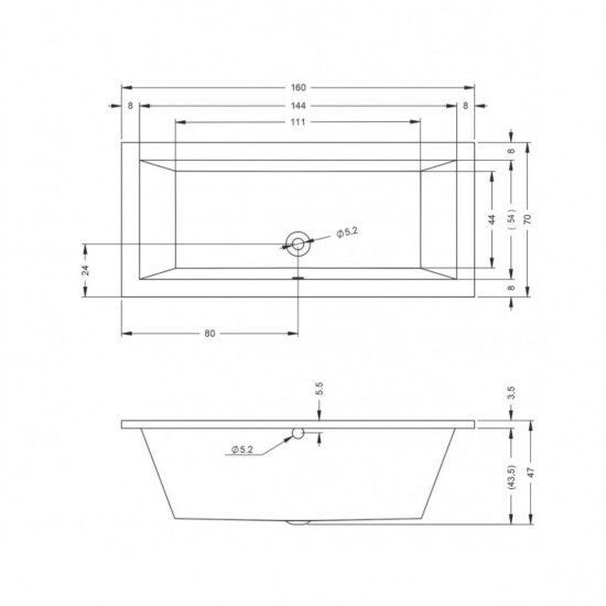 Акриловая ванна Riho Lusso 160x70 см