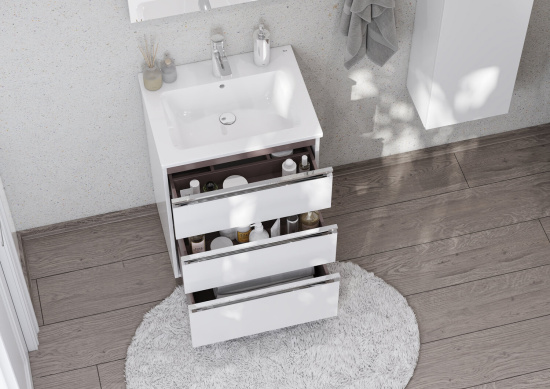 Тумба с раковиной Roca The Gap 60 3 ящика, белый глянец