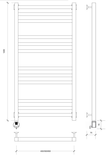 Полотенцесушитель электрический Secado Корато 3 120/40 L, хром