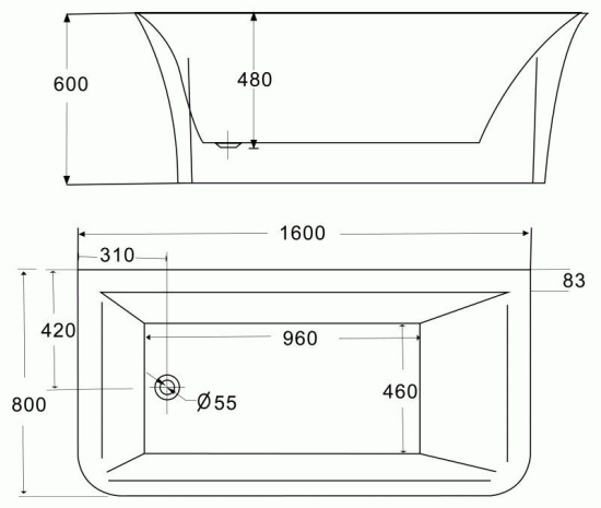 Акриловая ванна BelBagno BB51 160 см