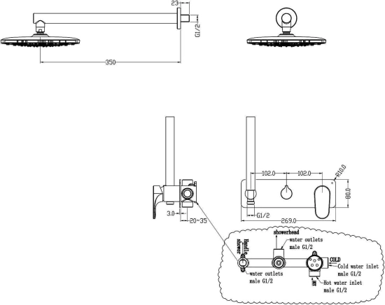 Душевая система Boheme Spectre 454-B с внутренней частью