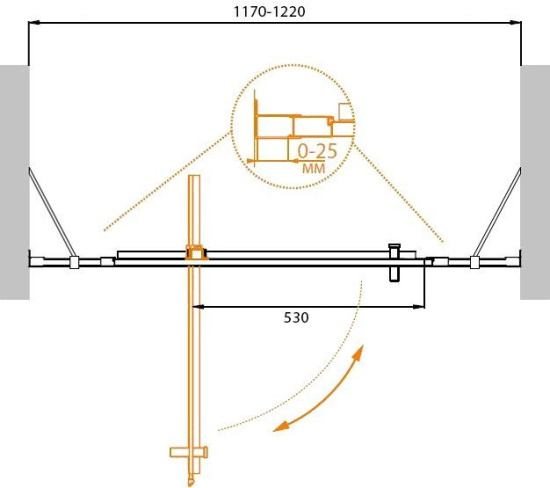Душевая дверь в нишу Cezares Molveno-BA-12-70+40-P-Cr