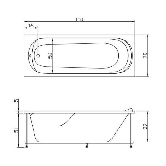 Акриловая ванна Aquatika Юниор 150 см Standart