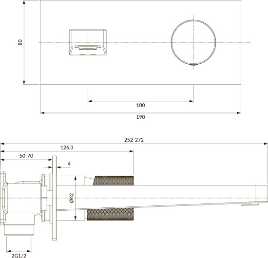 Смеситель для раковины Omnires Contour CT8015GLB с внутренней частью, золото