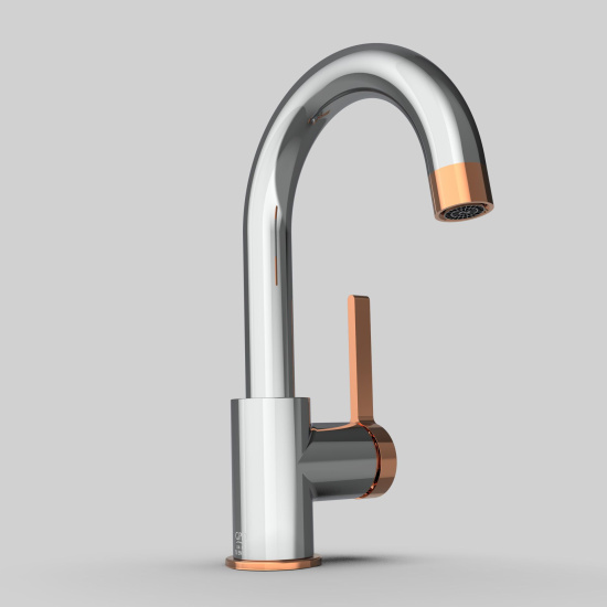 Смеситель для раковины GPD Gildo MTL165-K-R хром, розовое золото