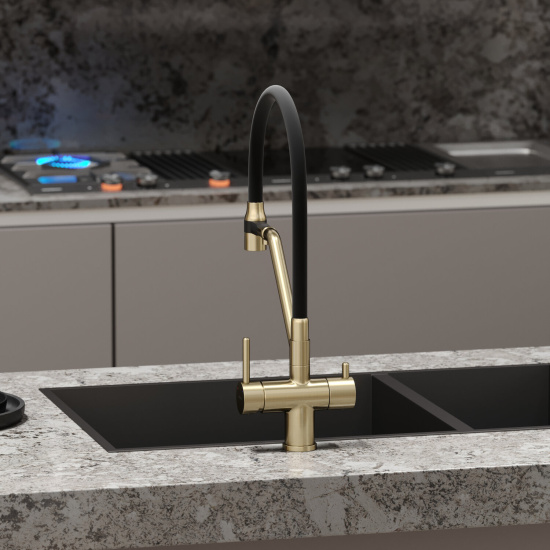 Смеситель для кухни Sancos Dora SC4003BG, брашированное золото