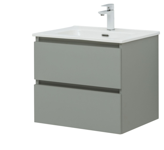 Тумба с раковиной Aquanet Вега 2.0 60 2 ящика, мисти грин, раковина Flat