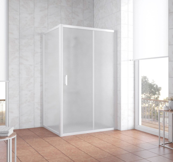 Душевой уголок Vegas Glass ZP+ZPV 120*90 01 10 профиль белый, стекло сатин