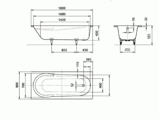 Стальная ванна Kaldewei Aquamarin 280