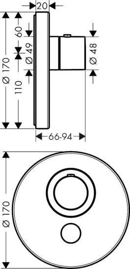 Смеситель для душа Axor ShowerSelect HighFlow 36726000 термостат, хром
