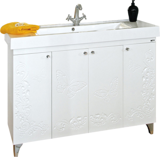 Тумба с раковиной Misty Вирджиния Бабочка 105 белая