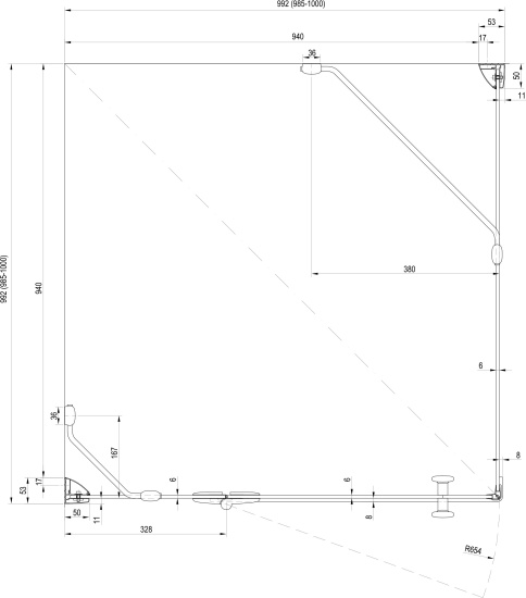 Душевой уголок Ravak SMSD2 100х100 B L Transparent, профиль хром