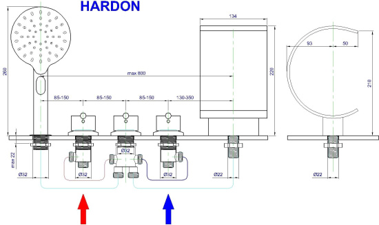 Смеситель на борт ванны Royal Bath Hardon RB611