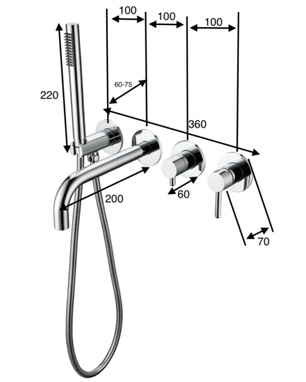 Смеситель для ванны с душем Grocenberg GB5070GL