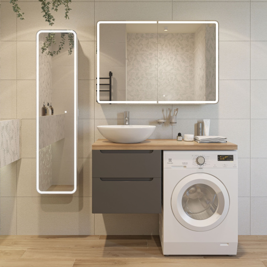 Тумба с раковиной Stworki Берген 60 серая со светлой столешницей 122, Moduo 55 Leaf, R
