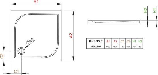 Поддон для душа Radaway Delos C800