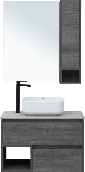 Мебель для ванной Stworki Карлстад 75 дуб рошелье, монте тиберио, с отверстием для смесителя в столешнице