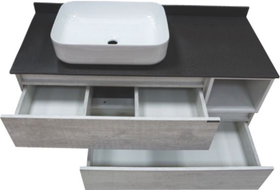 Мебель для ванной Comforty Прага 120, дуб белый, столешница антрацит, раковина T-Y9378