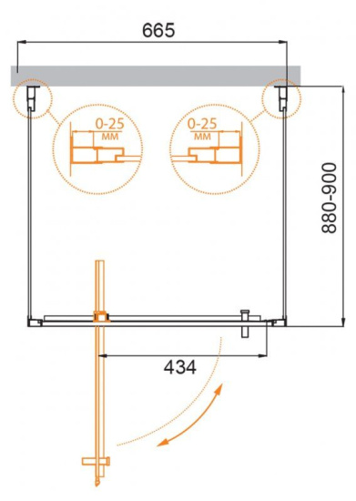 Душевой уголок Cezares Molveno-BA2-100/80-P-Cr