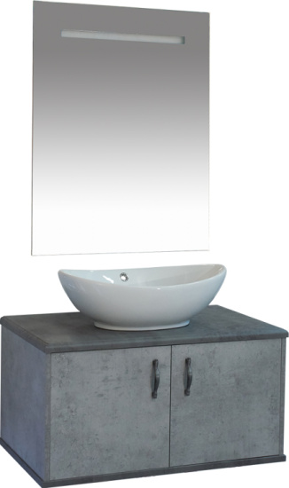 Мебель для ванной Misty Грей 80 подвесная, темный бетон
