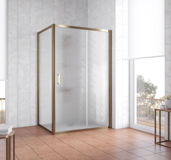 Душевой уголок Vegas Glass ZP+ZPV 140*70 05 02 профиль брогза, стекло шиншилла